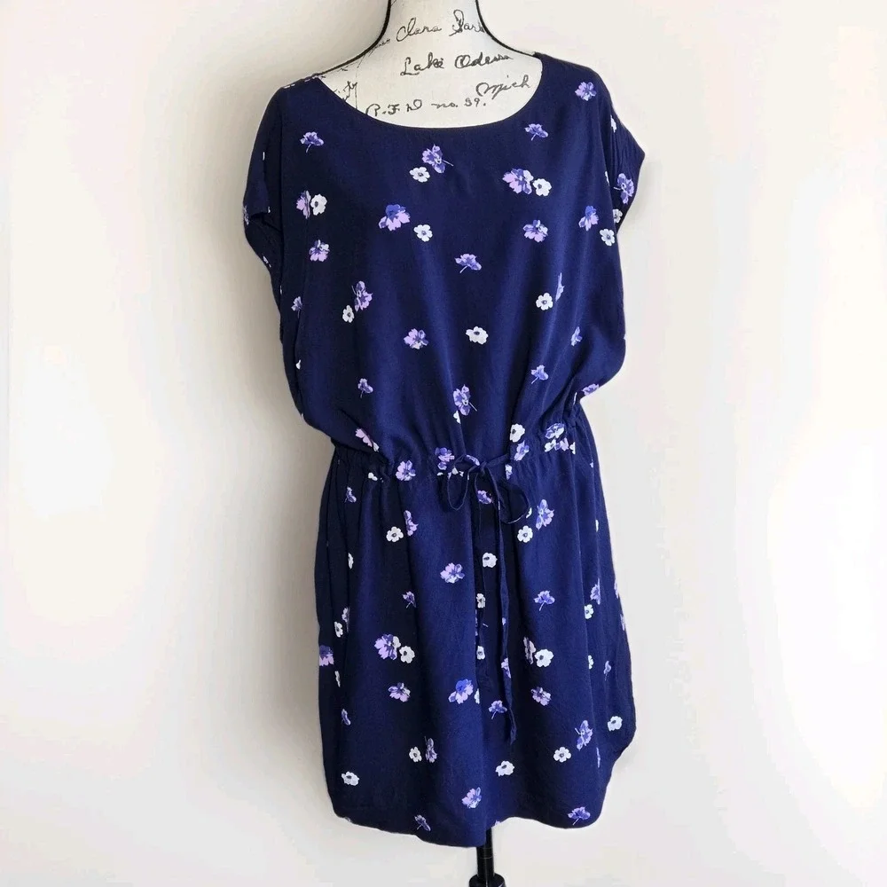 Old Navy Womens Blue Floral Dress Size 2XL Cross String Closure RN:54023